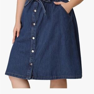 Denim Button-Front Skirt